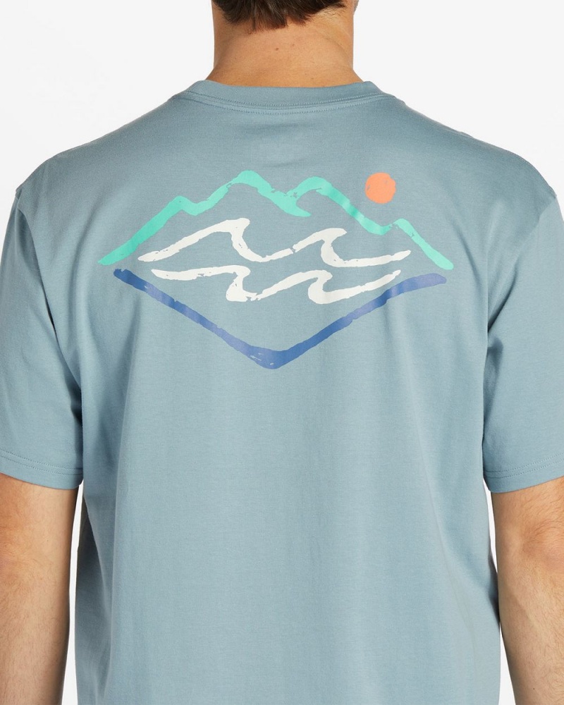 Washed Blue Men's Billabong Summit Short Sleeve T-Shirt | 731428SBD