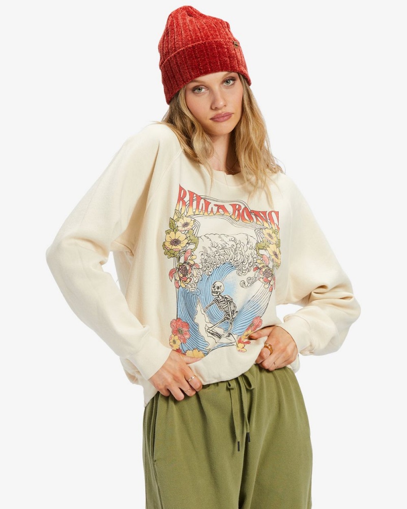 White Cap Women's Billabong Here We Go Graphic Crewneck Sweatshirt | 501487OHF