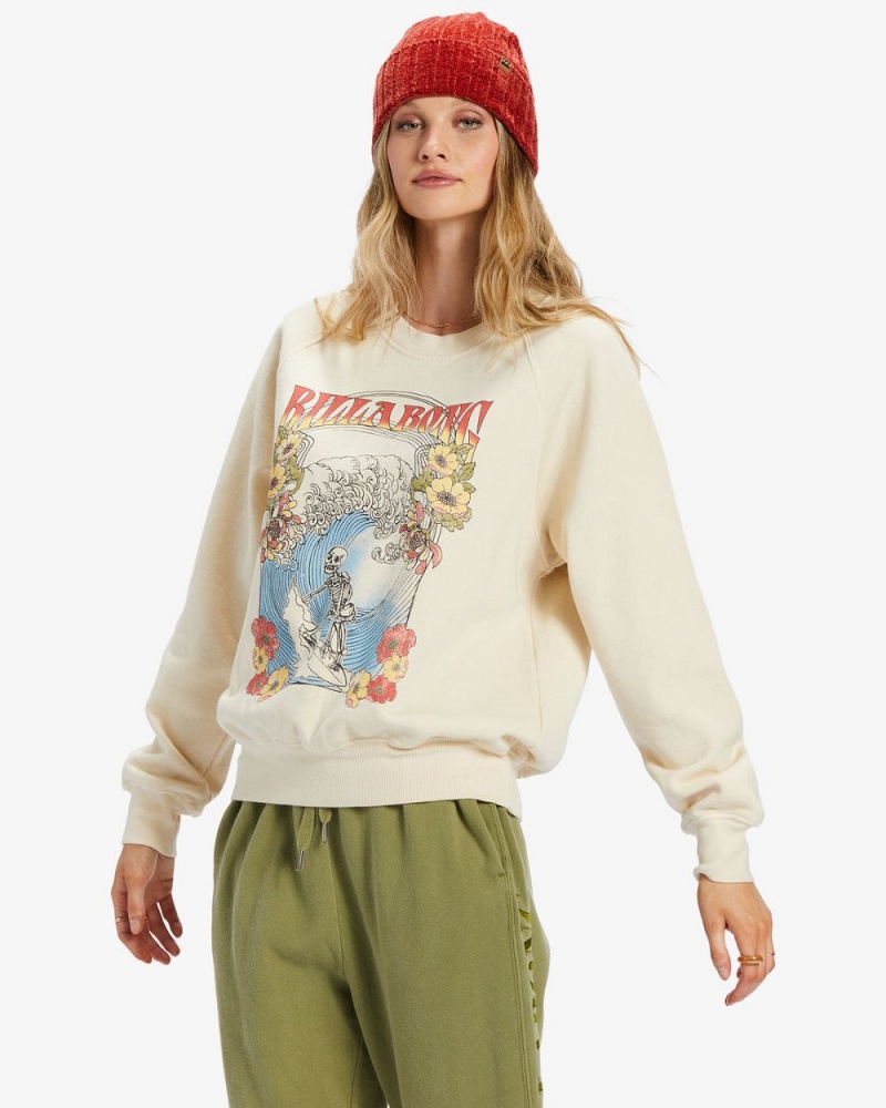 White Cap Women's Billabong Here We Go Graphic Crewneck Sweatshirt | 501487OHF