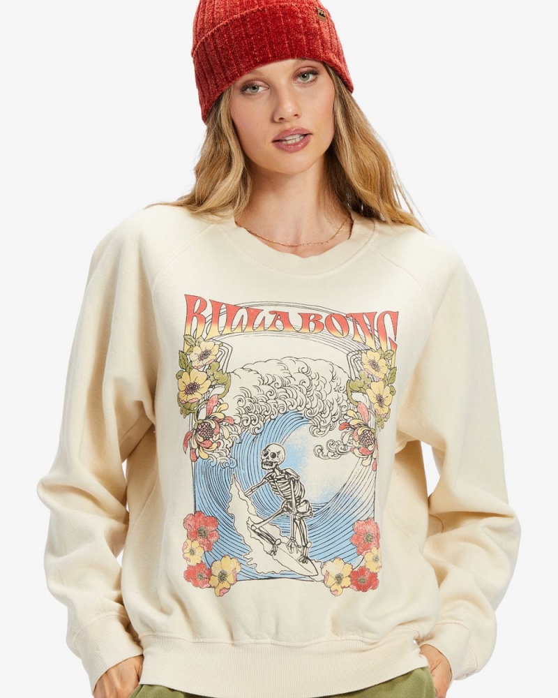 White Cap Women's Billabong Here We Go Graphic Crewneck Sweatshirt | 501487OHF