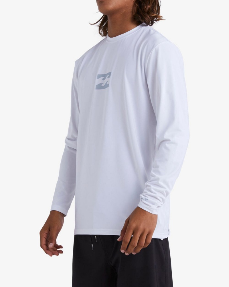 White Men's Billabong All Day Wave Loose Fit Long Sleeve Surf T-Shirt | 342807ISN