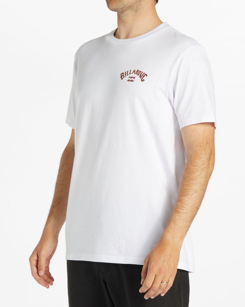 White Men's Billabong Arch Fill Short Sleeve T-Shirt | 593876RFX