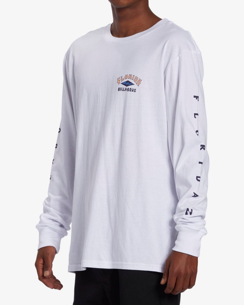 White Men's Billabong Arch Florida Long Sleeve T-Shirt | 763259PHL