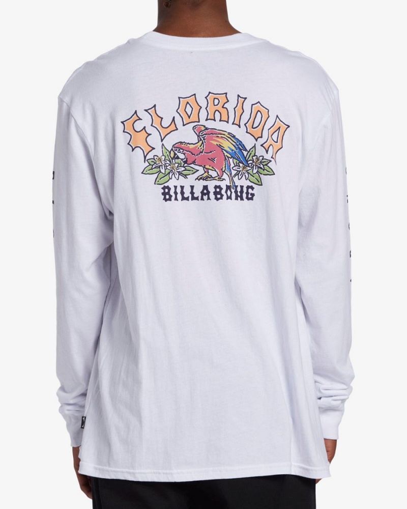 White Men's Billabong Arch Florida Long Sleeve T-Shirt | 763259PHL