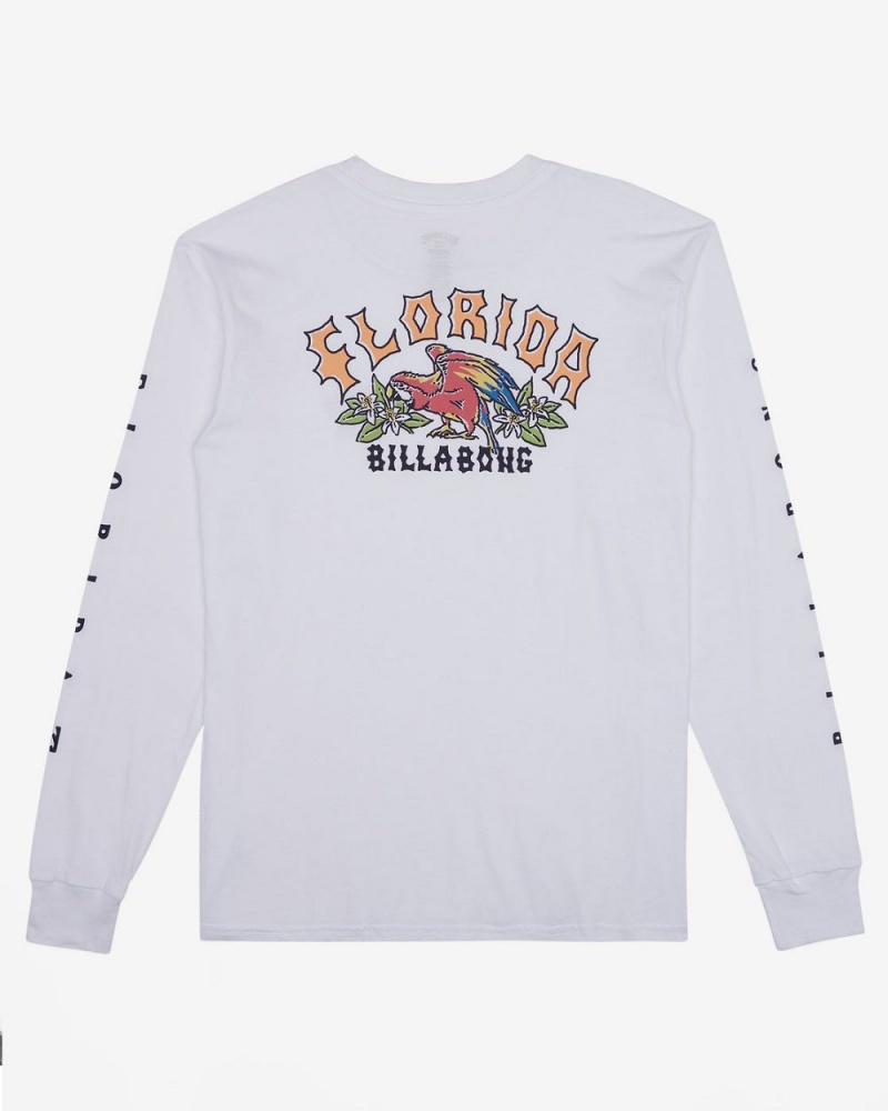 White Men's Billabong Arch Florida Long Sleeve T-Shirt | 763259PHL