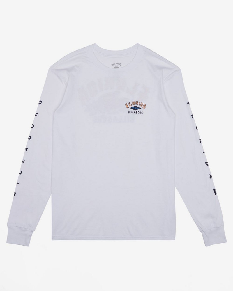 White Men's Billabong Arch Florida Long Sleeve T-Shirt | 763259PHL