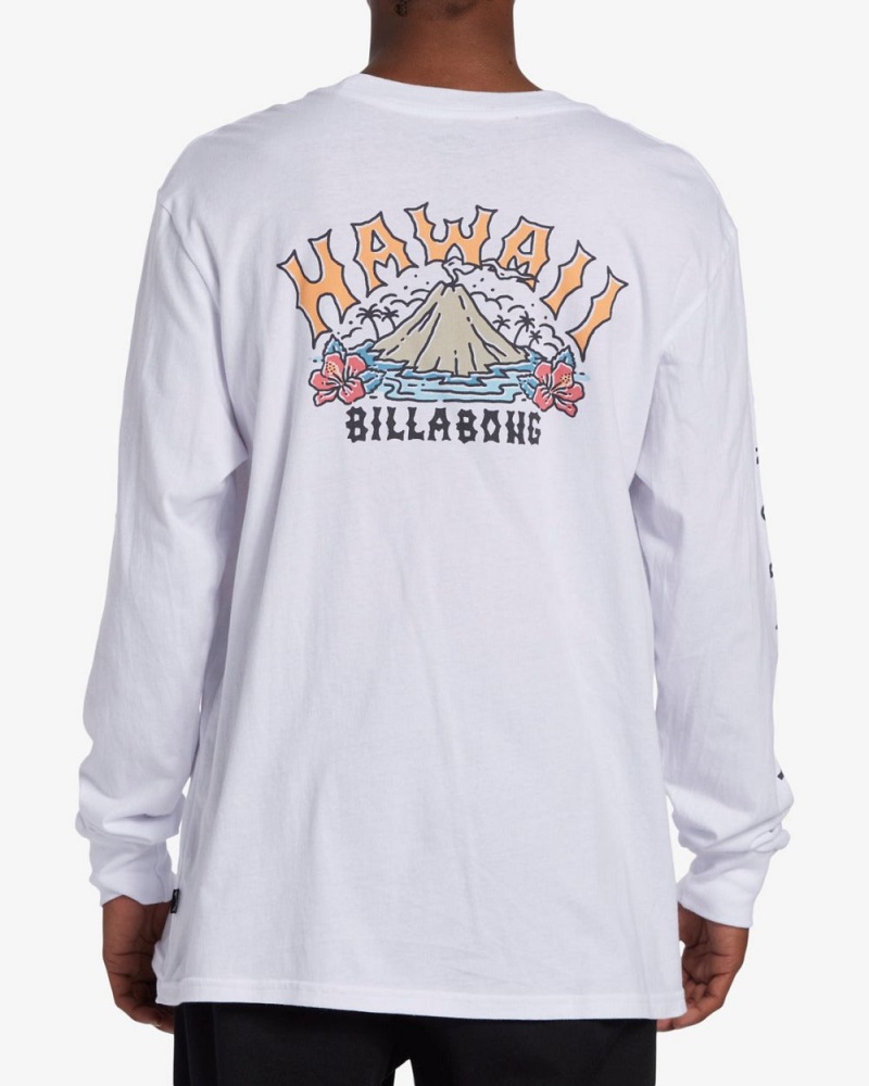 White Men's Billabong Arch Hawaii Long Sleeve T-Shirt | 178659QDO