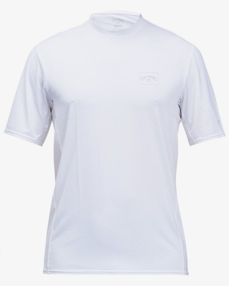 White Men's Billabong Arch Mesh Loose Fit Upf 50+ Short Sleeve Surf T-Shirt | 724953KYA