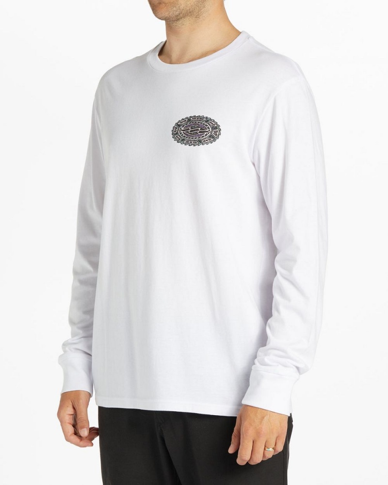 White Men's Billabong Crayon Wave Long Sleeve T-Shirt | 456710VJA