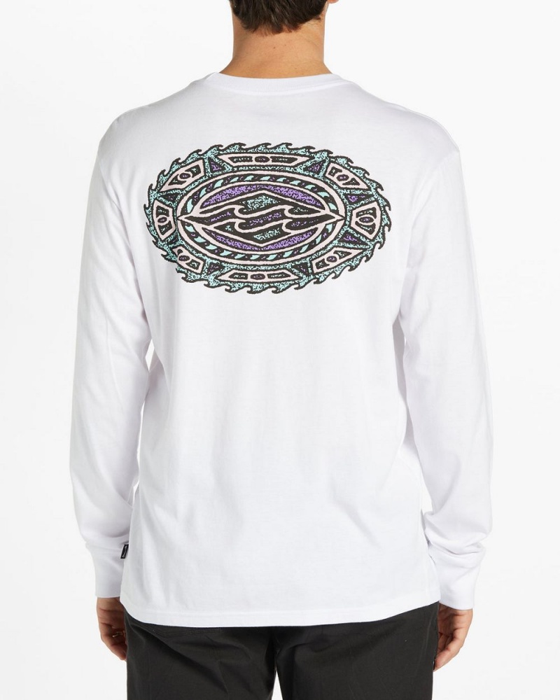 White Men's Billabong Crayon Wave Long Sleeve T-Shirt | 456710VJA