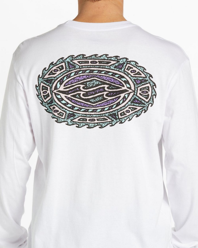 White Men's Billabong Crayon Wave Long Sleeve T-Shirt | 456710VJA