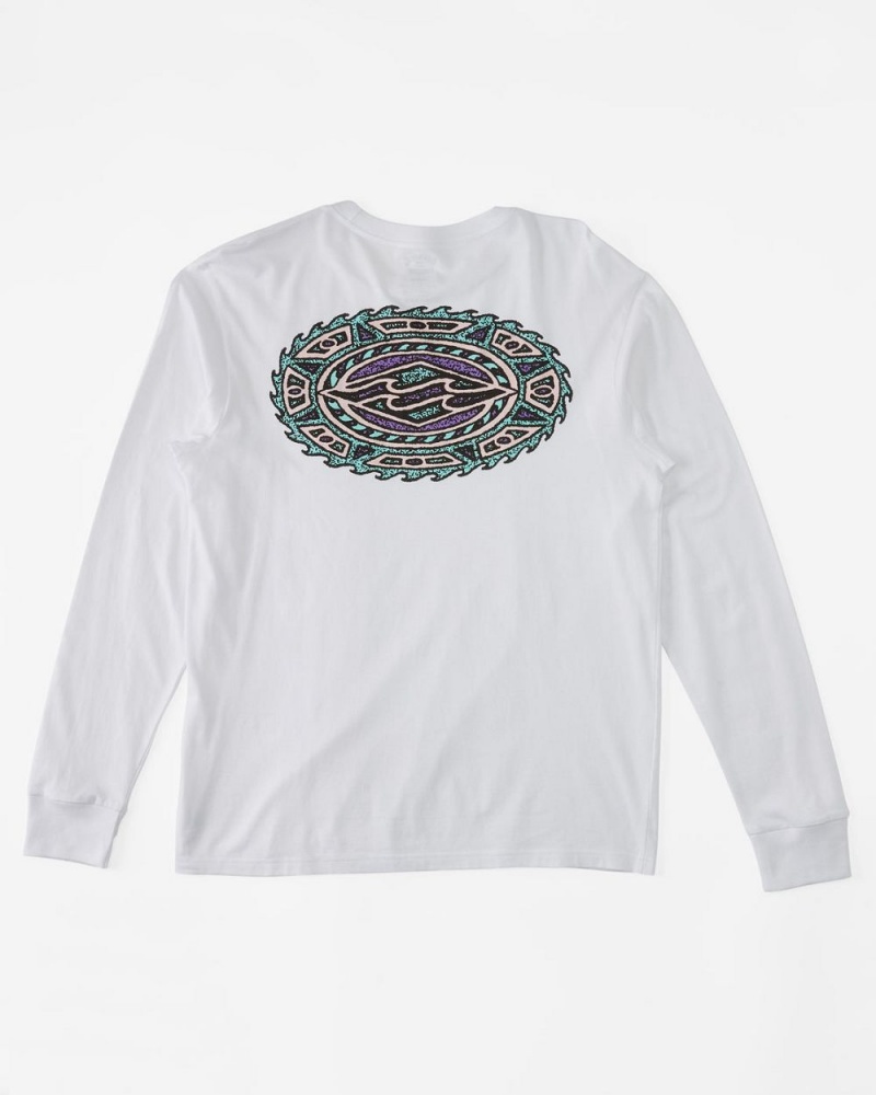 White Men's Billabong Crayon Wave Long Sleeve T-Shirt | 456710VJA