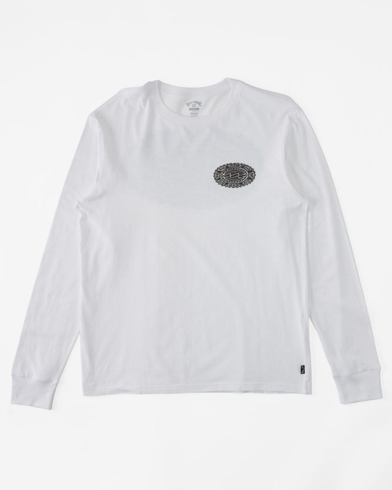 White Men's Billabong Crayon Wave Long Sleeve T-Shirt | 456710VJA