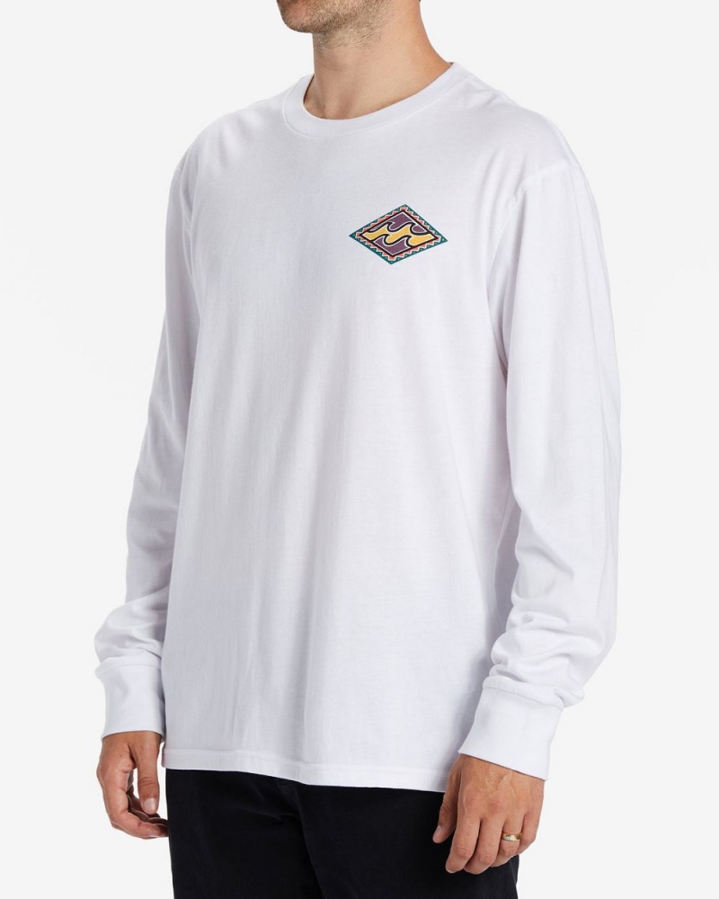 White Men's Billabong Crayon Wave Long Sleeve T-Shirt | 052936CUD