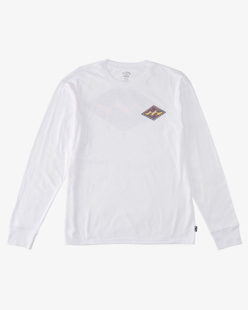 White Men's Billabong Crayon Wave Long Sleeve T-Shirt | 052936CUD