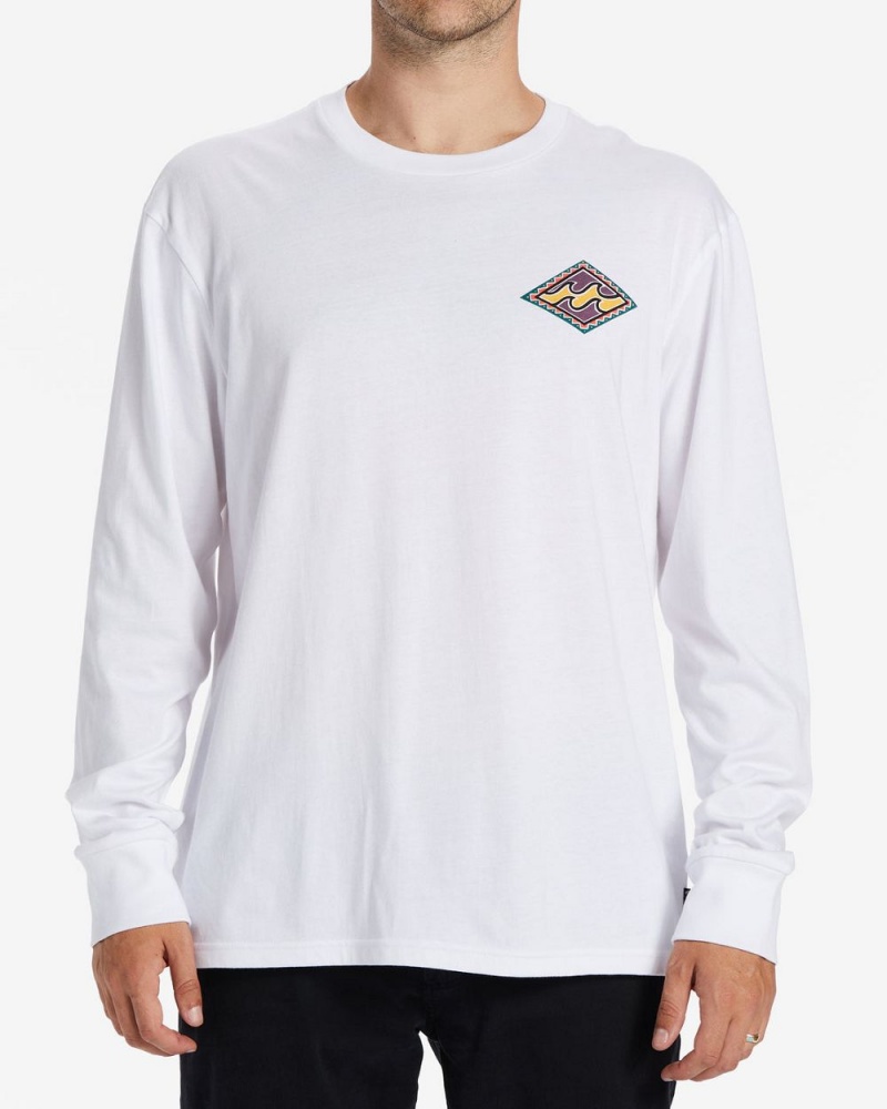 White Men\'s Billabong Crayon Wave Long Sleeve T-Shirt | 052936CUD