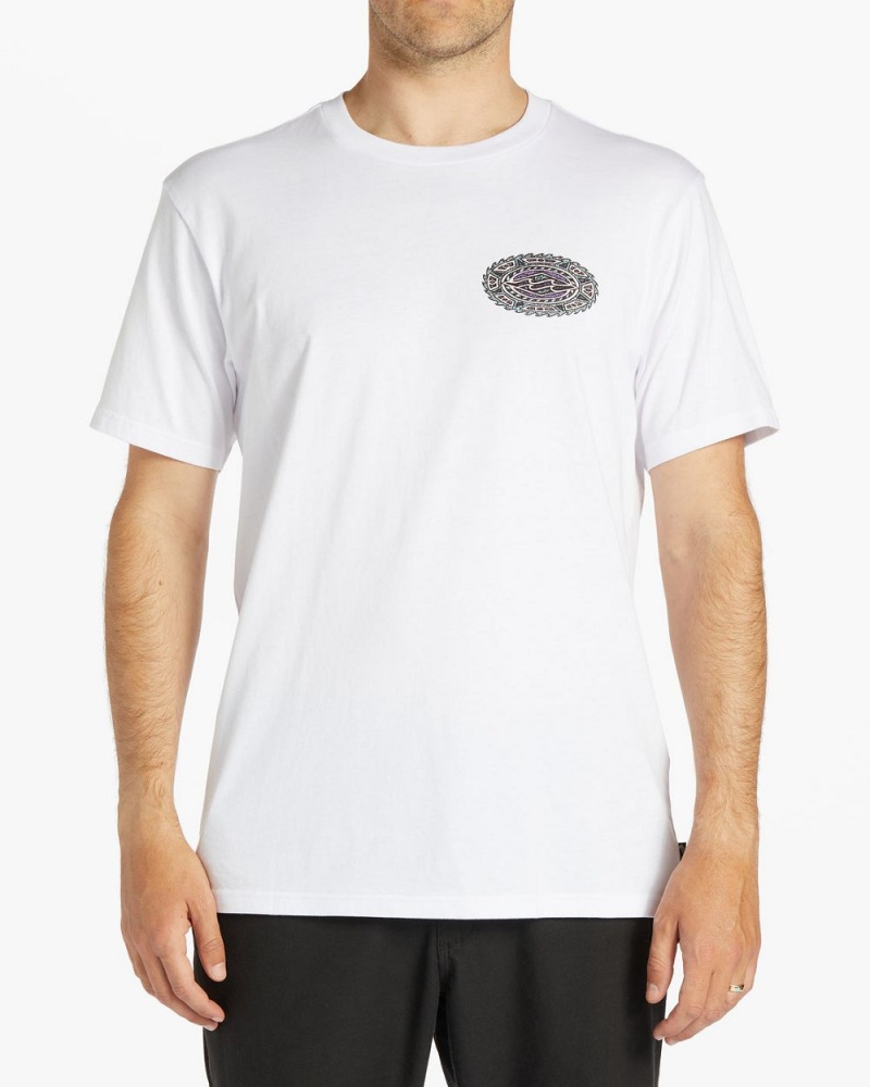 White Men's Billabong Crayon Wave Short Sleeve T-Shirt | 603715PJX