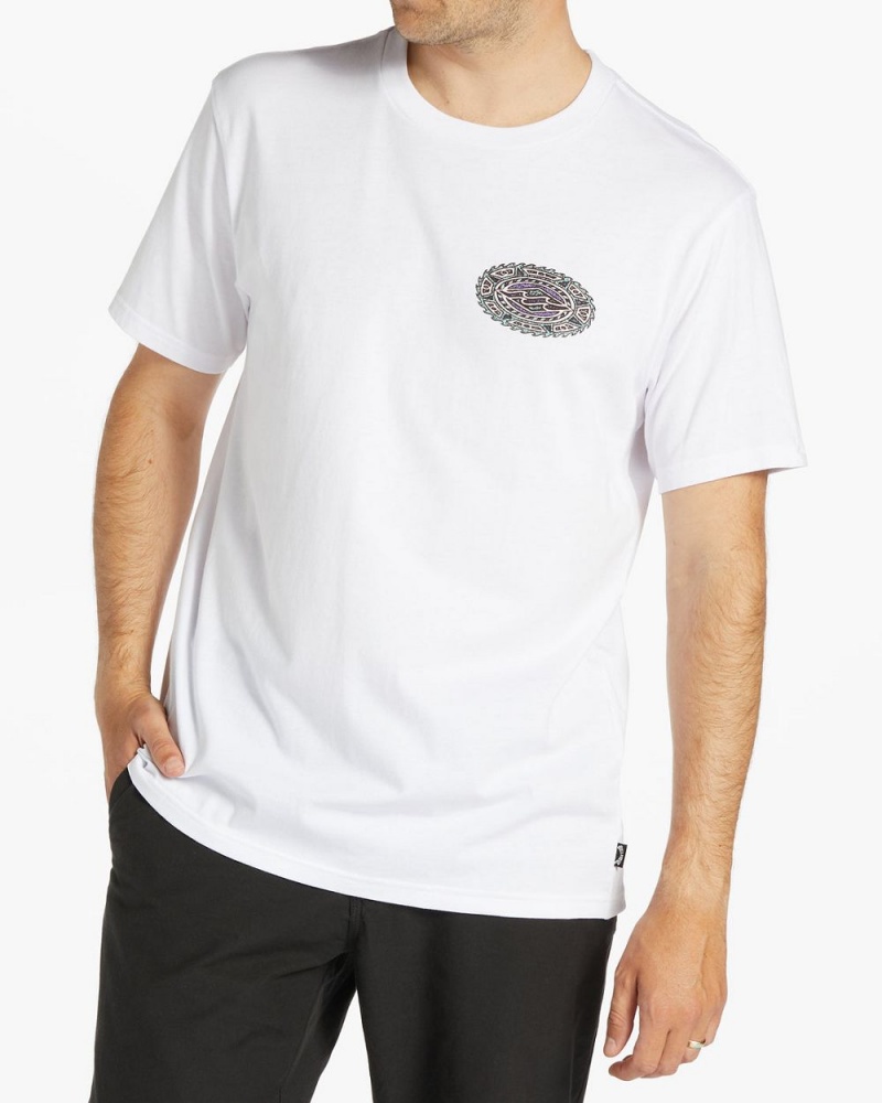 White Men's Billabong Crayon Wave Short Sleeve T-Shirt | 603715PJX