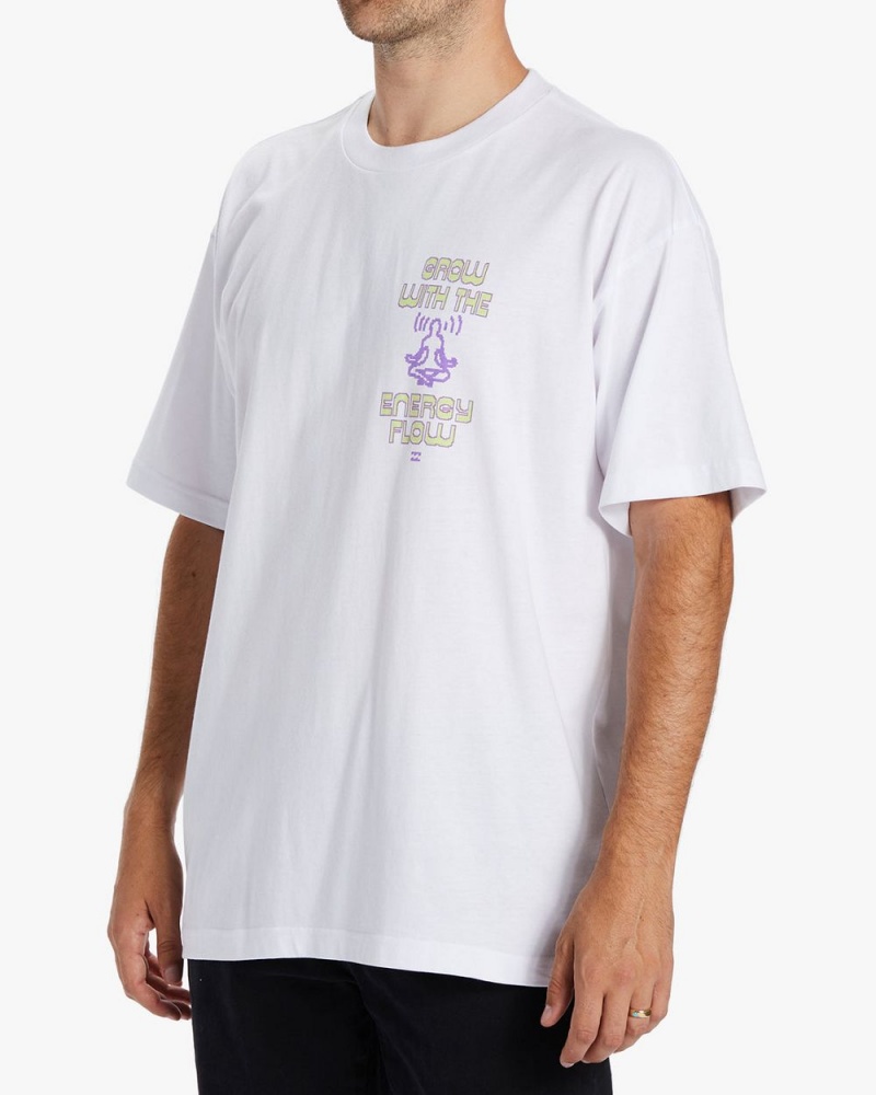 White Men's Billabong Energy Flow T-Shirt | 632189ASC