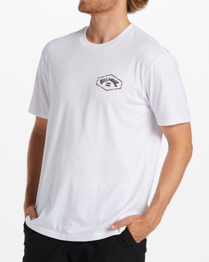 White Men's Billabong Exit Arch T-Shirt | 074186SFQ