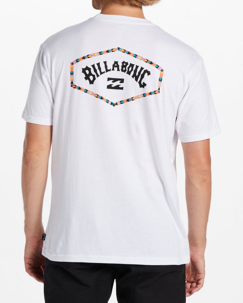 White Men's Billabong Exit Arch T-Shirt | 074186SFQ