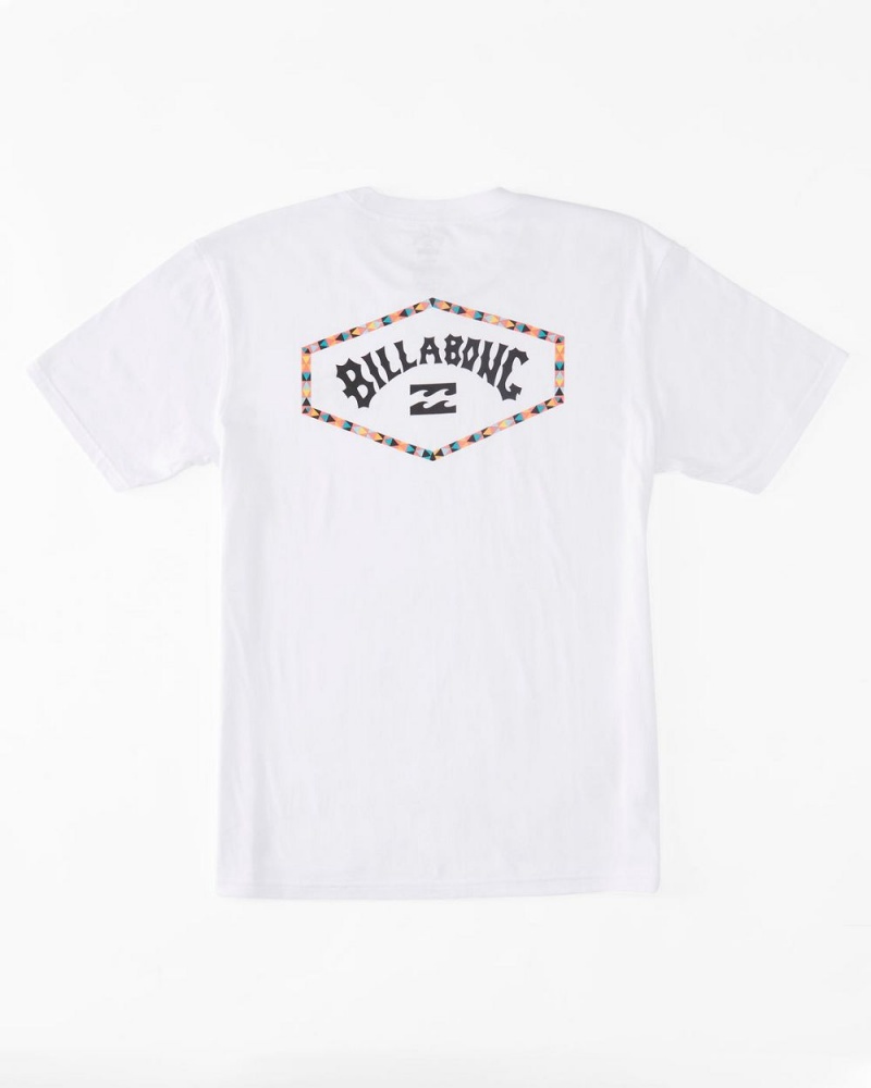 White Men's Billabong Exit Arch T-Shirt | 074186SFQ