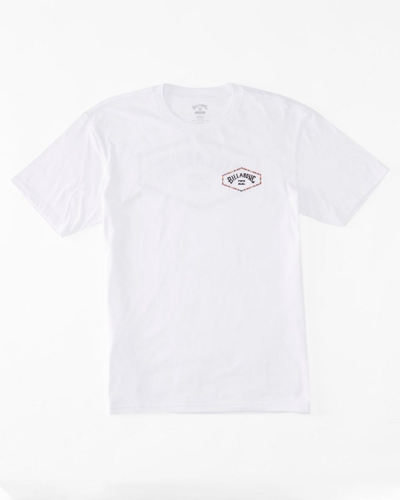 White Men's Billabong Exit Arch T-Shirt | 074186SFQ