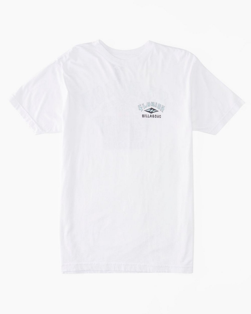 White Men's Billabong Flamingo Arch T-Shirt | 204537UKH