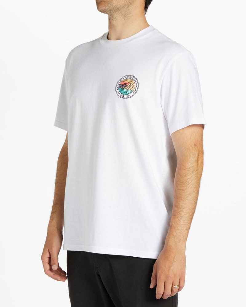 White Men's Billabong Rockies Short Sleeve T-Shirt | 243675AMJ