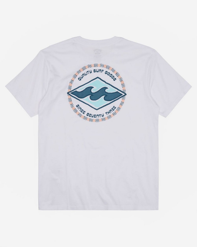 White Men's Billabong Rotor Diamond Short Sleeve T-Shirt | 584072POD