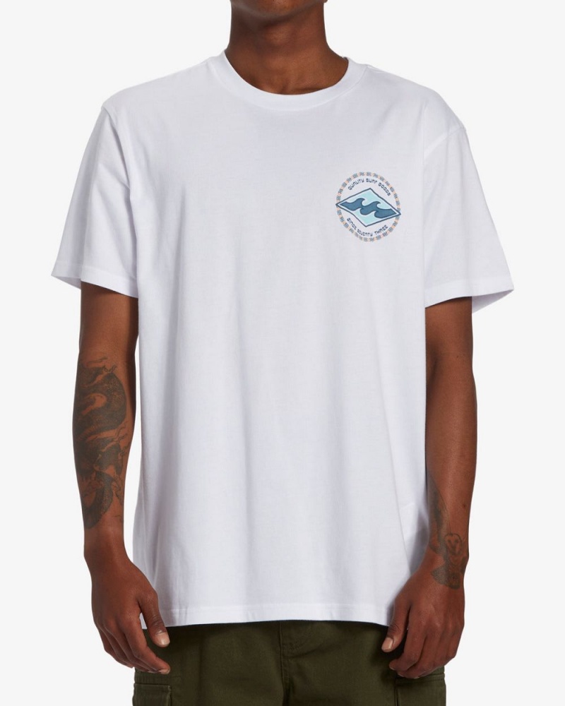 White Men\'s Billabong Rotor Diamond Short Sleeve T-Shirt | 584072POD