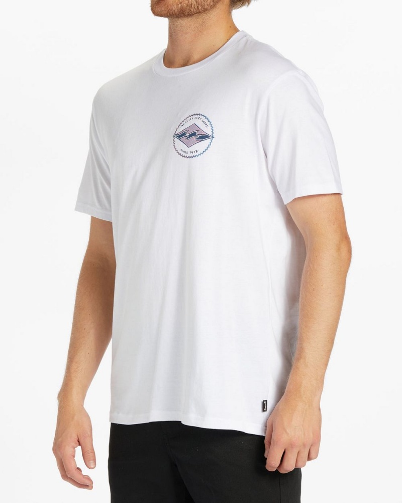 White Men's Billabong Rotor Diamond Short Sleeve T-Shirt | 427590WJL