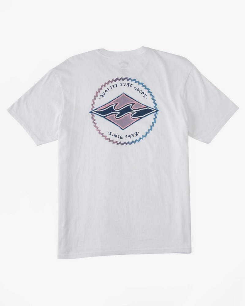 White Men's Billabong Rotor Diamond Short Sleeve T-Shirt | 427590WJL