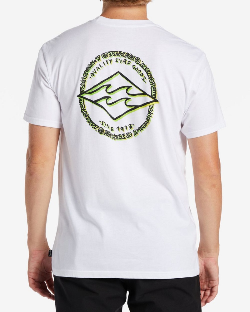 White Men's Billabong Rotor Diamond T-Shirt | 208615ECS