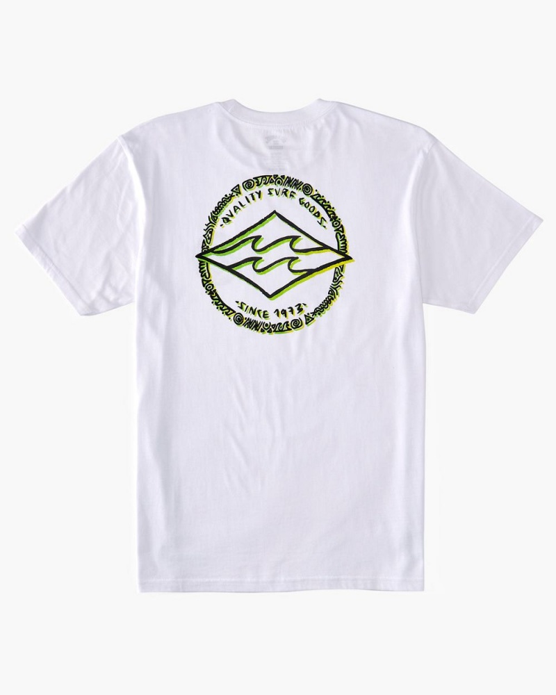 White Men's Billabong Rotor Diamond T-Shirt | 208615ECS