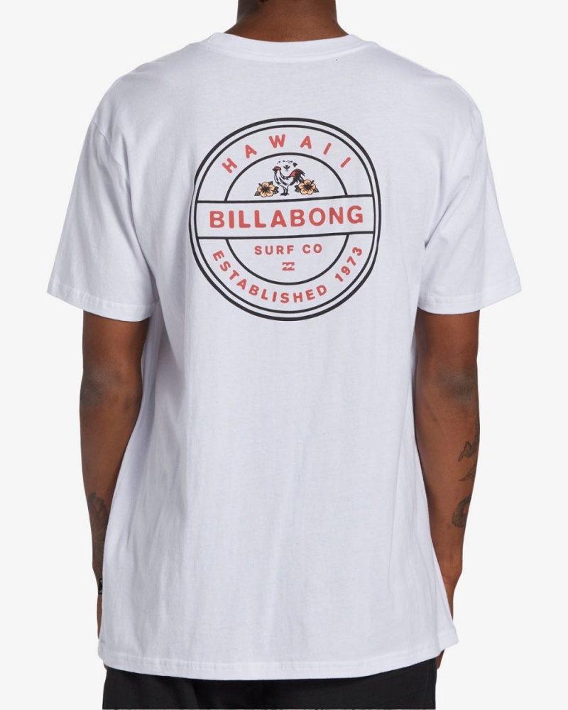 White Men's Billabong Rotor Hawaii Short Sleeve T-Shirt | 047153IHA