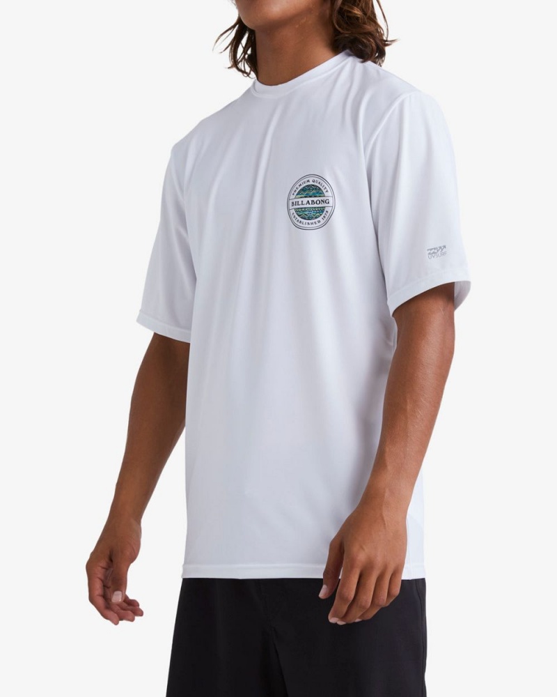 White Men's Billabong Rotor Loose Fit Short Sleeve Surf T-Shirt | 027839HTS