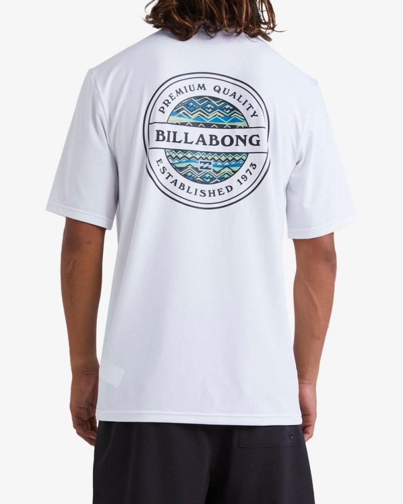 White Men's Billabong Rotor Loose Fit Short Sleeve Surf T-Shirt | 027839HTS