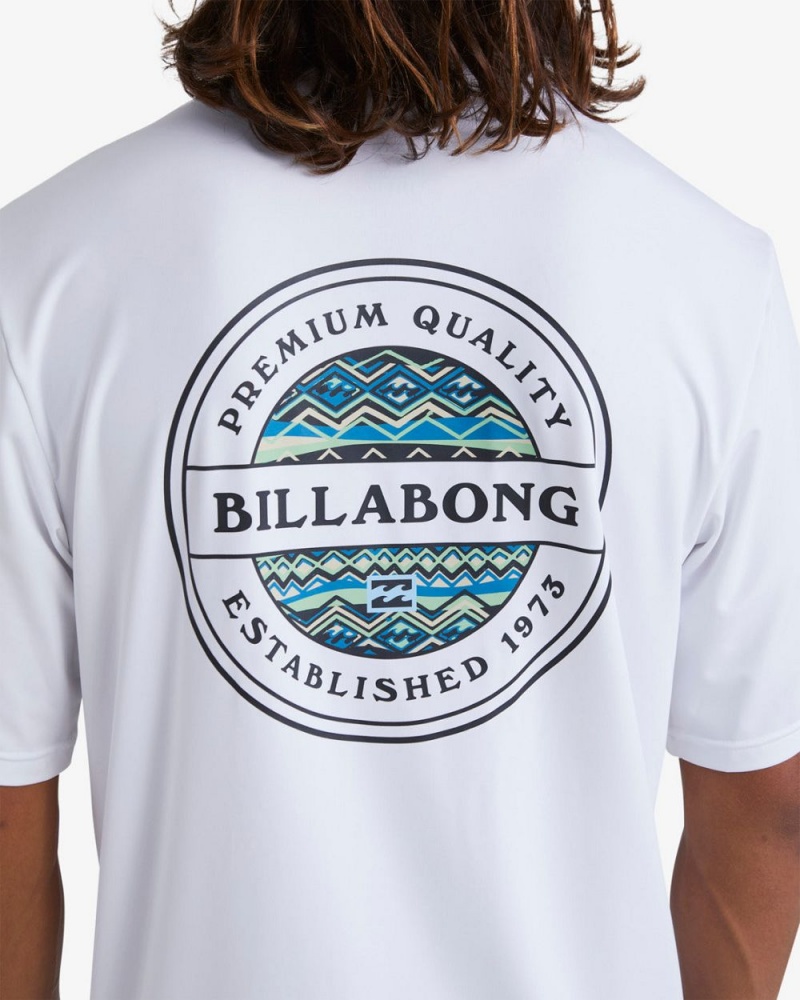 White Men's Billabong Rotor Loose Fit Short Sleeve Surf T-Shirt | 027839HTS