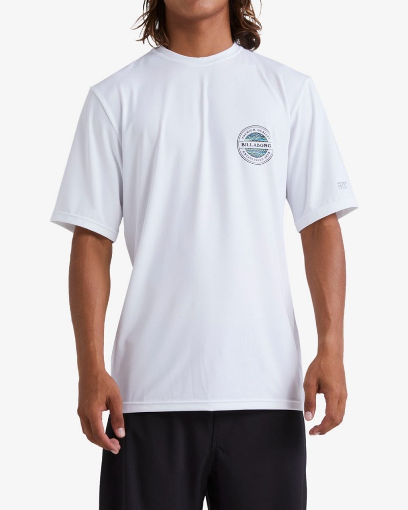 White Men\'s Billabong Rotor Loose Fit Short Sleeve Surf T-Shirt | 027839HTS