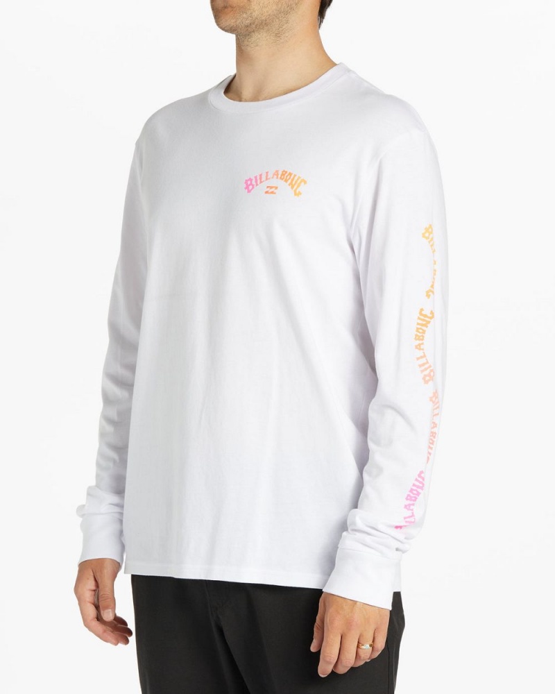 White Men's Billabong Snaking Arches Long Sleeve T-Shirt | 563891KVZ