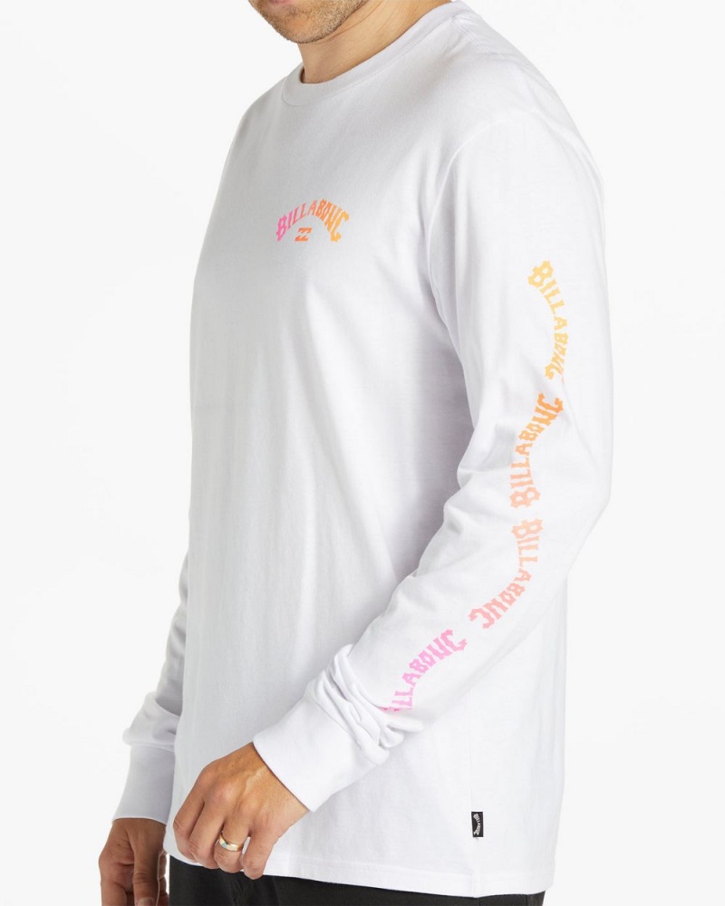 White Men's Billabong Snaking Arches Long Sleeve T-Shirt | 563891KVZ