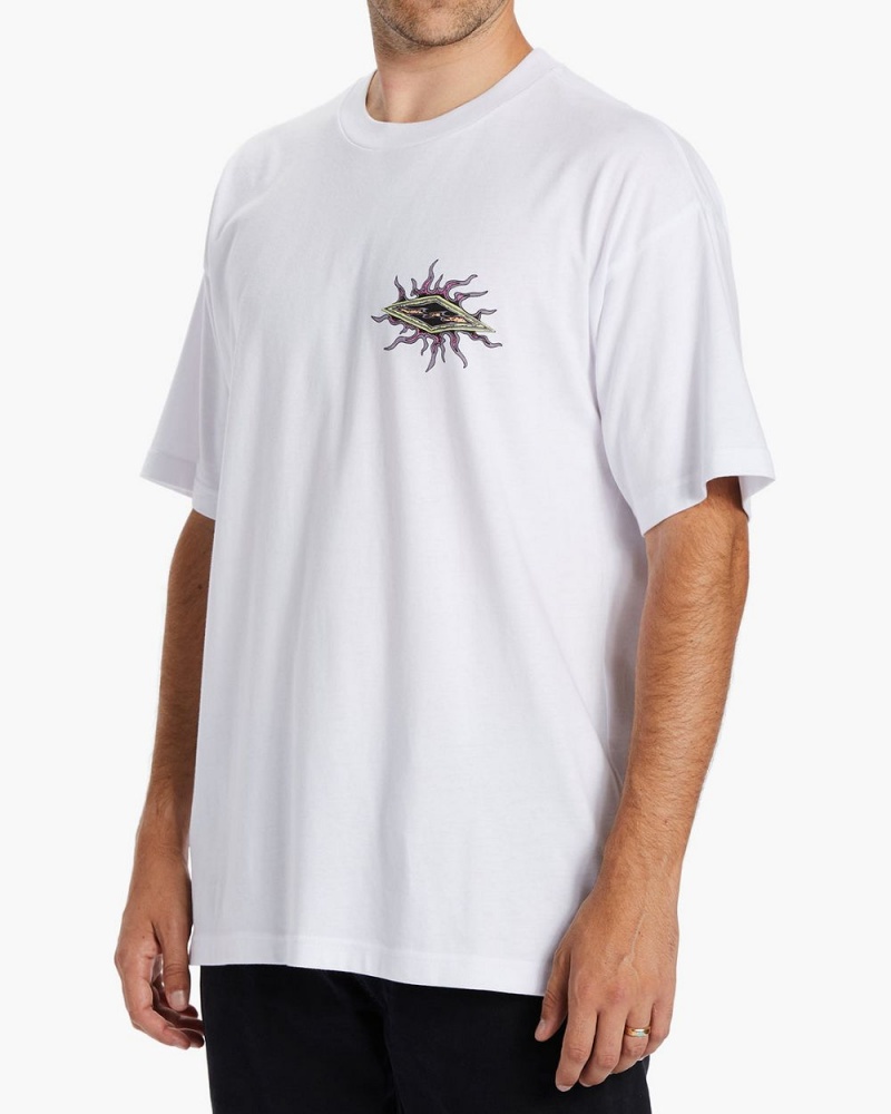 White Men's Billabong Sun Warp T-Shirt | 057214EQO