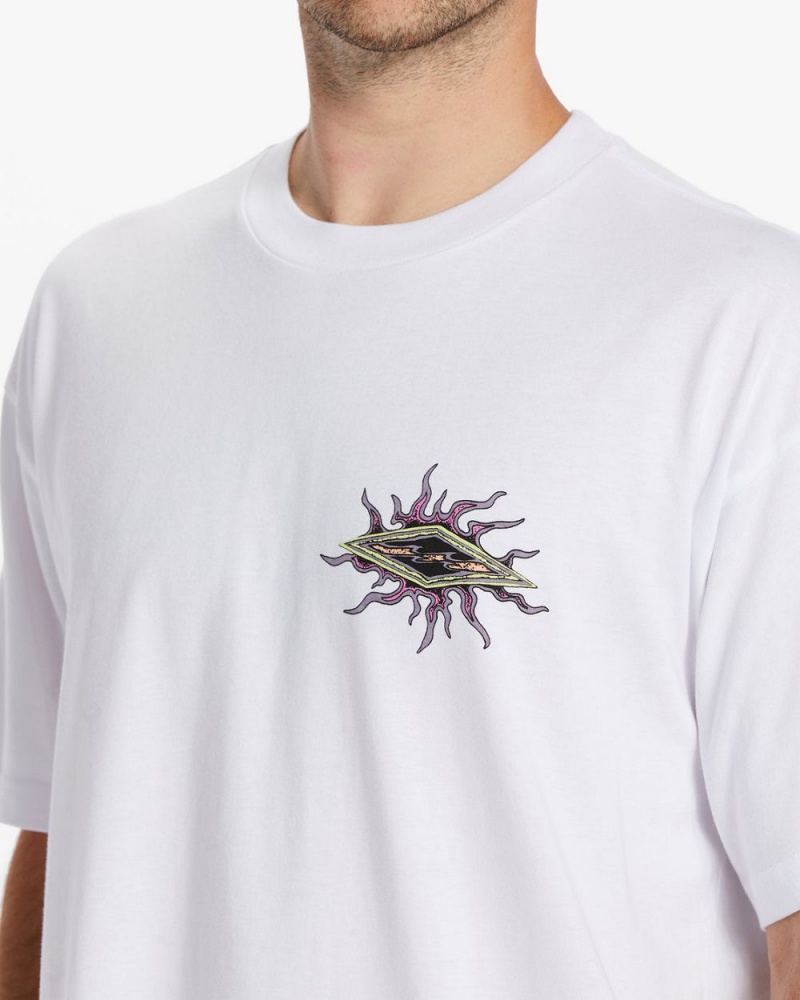 White Men's Billabong Sun Warp T-Shirt | 057214EQO