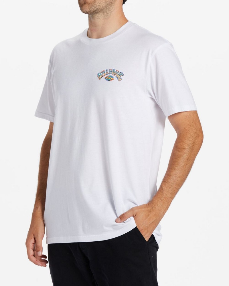 White Men's Billabong Theme Arch T-Shirt | 135024YGC