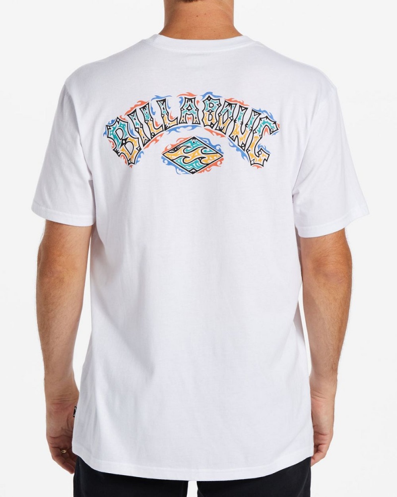 White Men's Billabong Theme Arch T-Shirt | 135024YGC