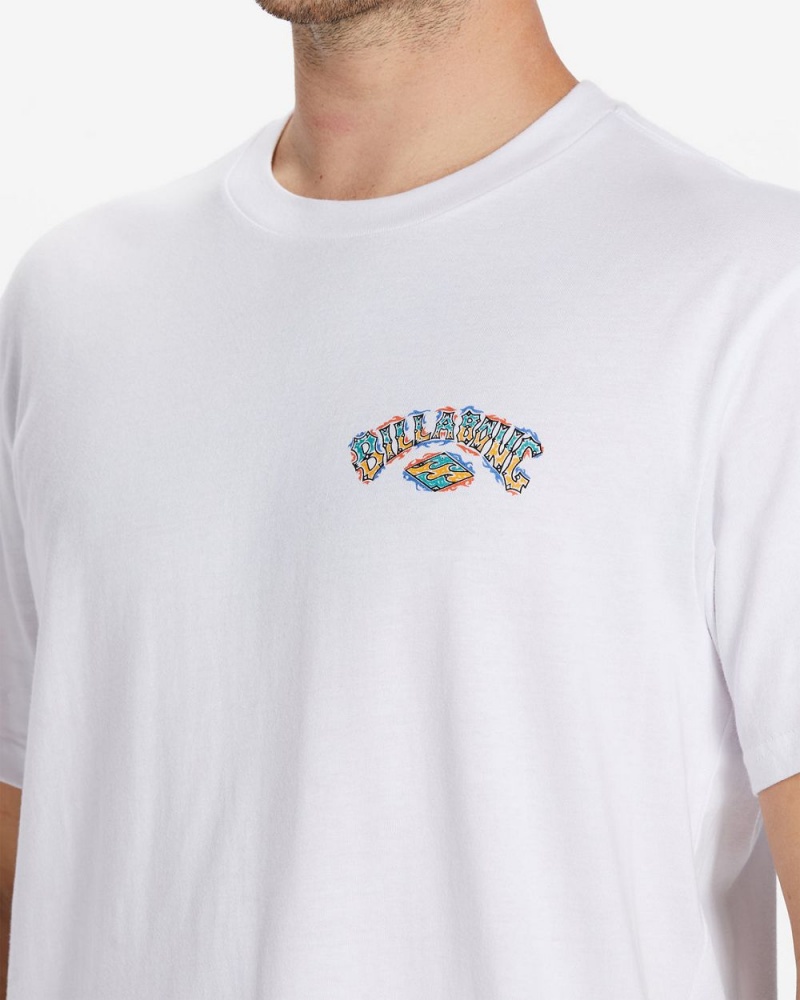 White Men's Billabong Theme Arch T-Shirt | 135024YGC