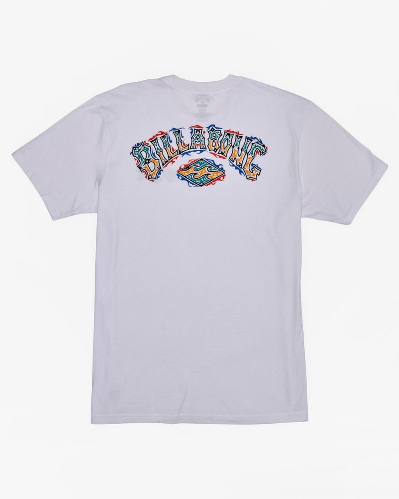 White Men's Billabong Theme Arch T-Shirt | 135024YGC