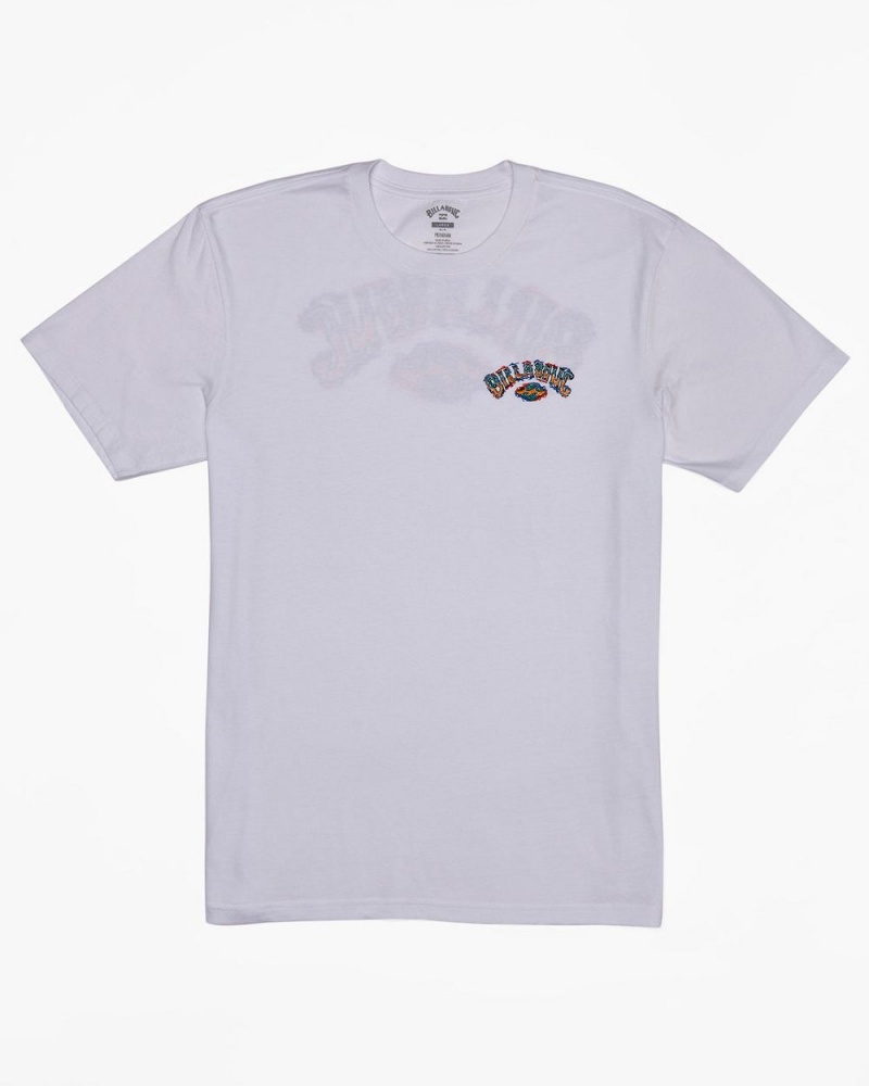 White Men's Billabong Theme Arch T-Shirt | 135024YGC