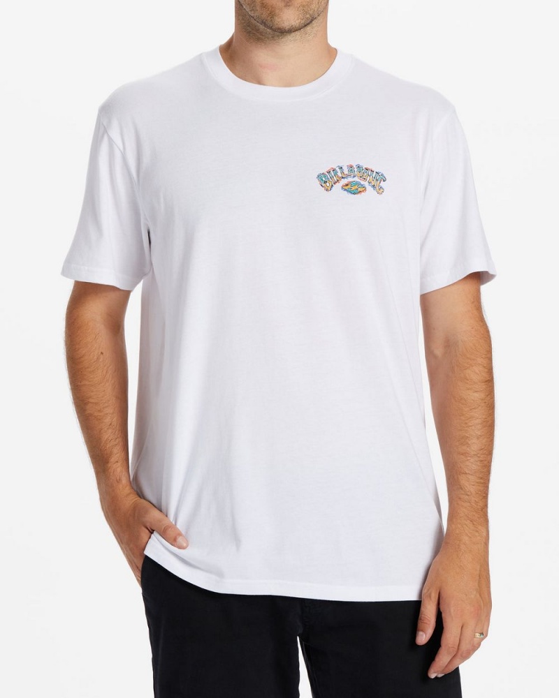 White Men\'s Billabong Theme Arch T-Shirt | 135024YGC